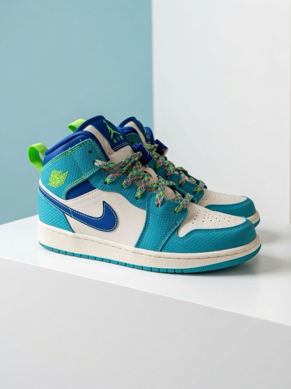 Nike Kids Blue, Teal and White High-Top Sneakers